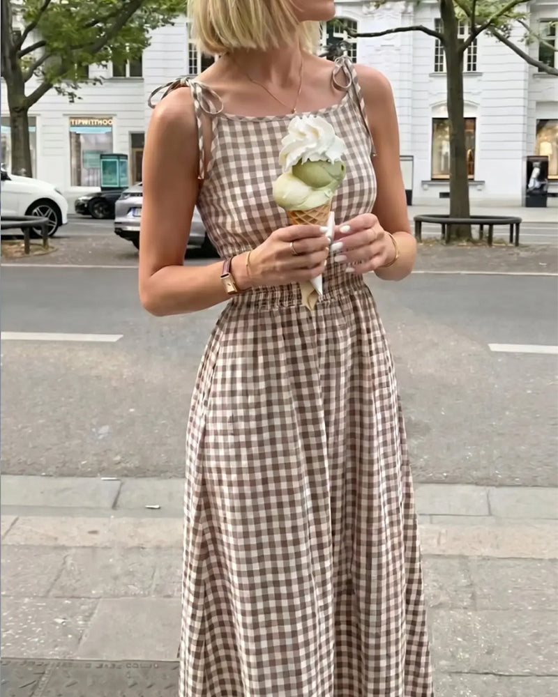 Kjole Snøring Rutete Seler A-Linje
