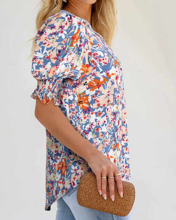 Bluse Elegant Liten Blomsterprint