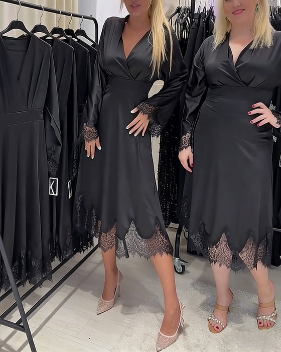 Sexy V-Halset Lappverkskjole