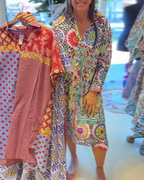 Kjole Langermet Bohemsk Trykk