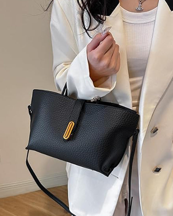 Kvinne Elegant Ensfarget Fransk Stil Håndveske