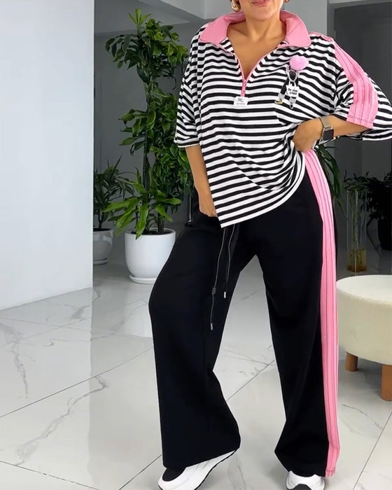 Dress Stripete Trykt Løse Bukser