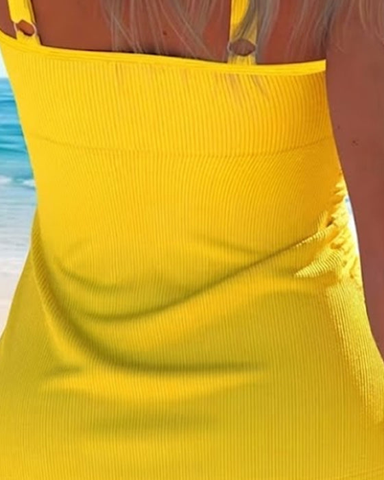 Tankini Ribbet Spagettistropp Fargeblokk