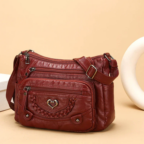 Dame Myk PU Lær Multi-Lomme Crossbody Veske