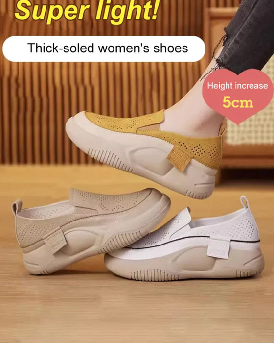 Sko Tykksålede Dame Uthullete Loafers Rund Tå Hette