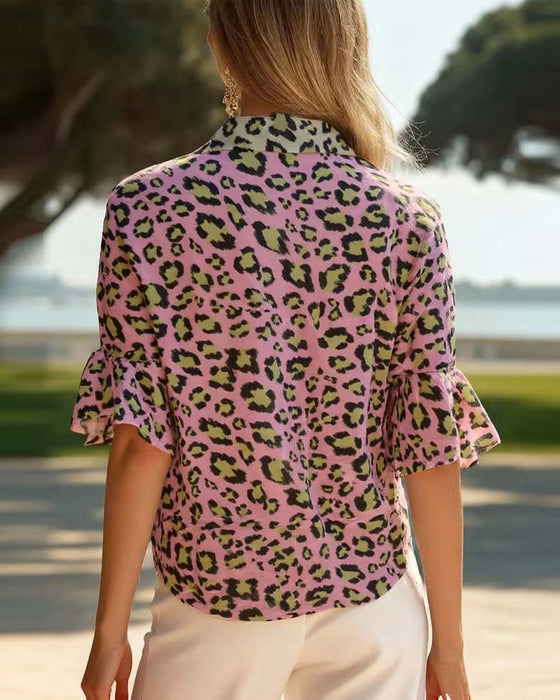 Bluse Leopardprint Moteriktig Slag