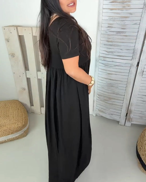Kjole Elegant Ensfarget A-Linje