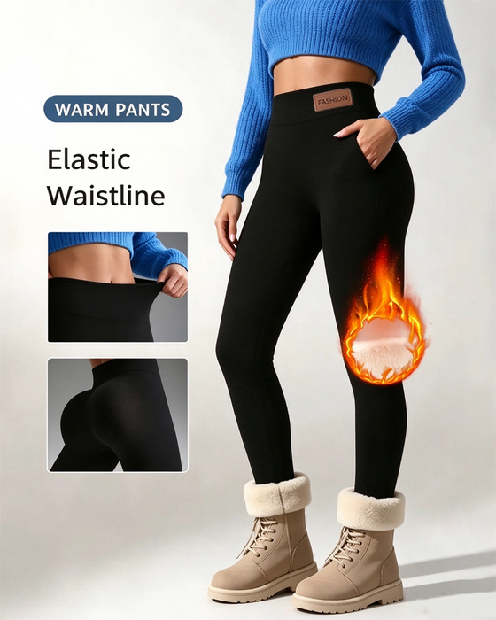 Leggings Fleecefôret Ensfarget Lomme
