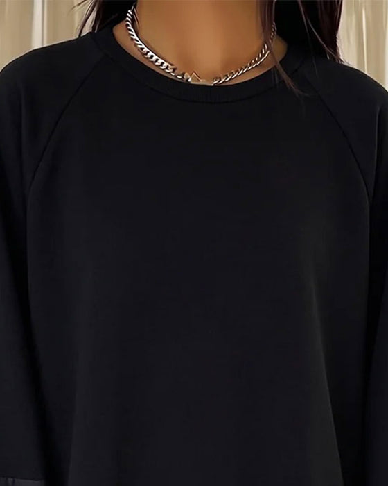Sweatshirt Rund Hals Rysje Langermet