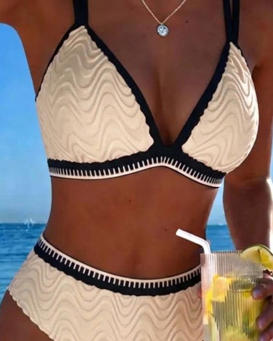 Bikini Fargeblokk Dobbelstropp Teksturert