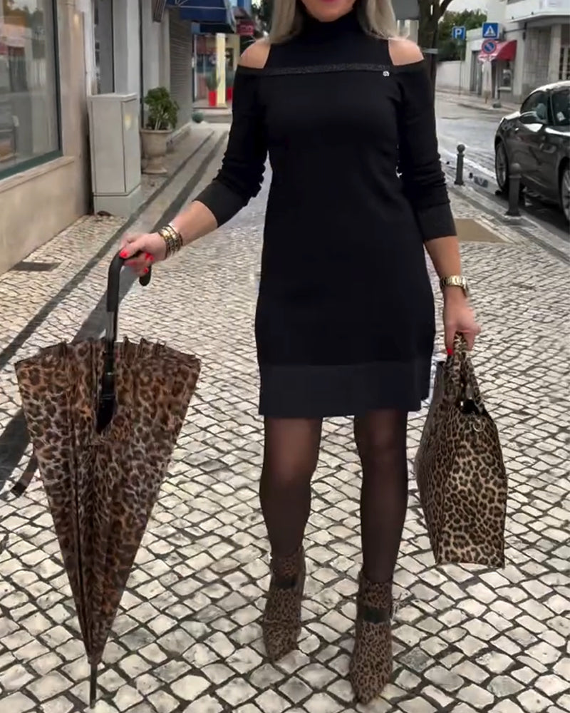 Kjole Skulderfri Langermet Mote