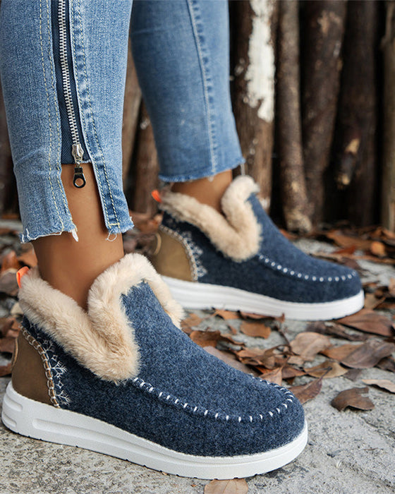 ❄️Dame Vinter Ankelstøvler Sklisikre Med Falsk Pelsfôr