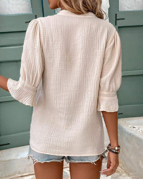 Bluse Volangerm V-Hals