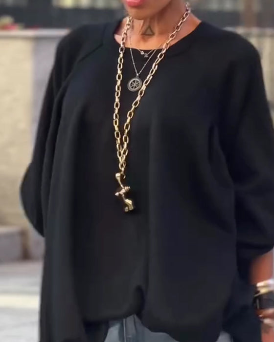 Sweatshirts Ensfarget Løs Uregelmessig