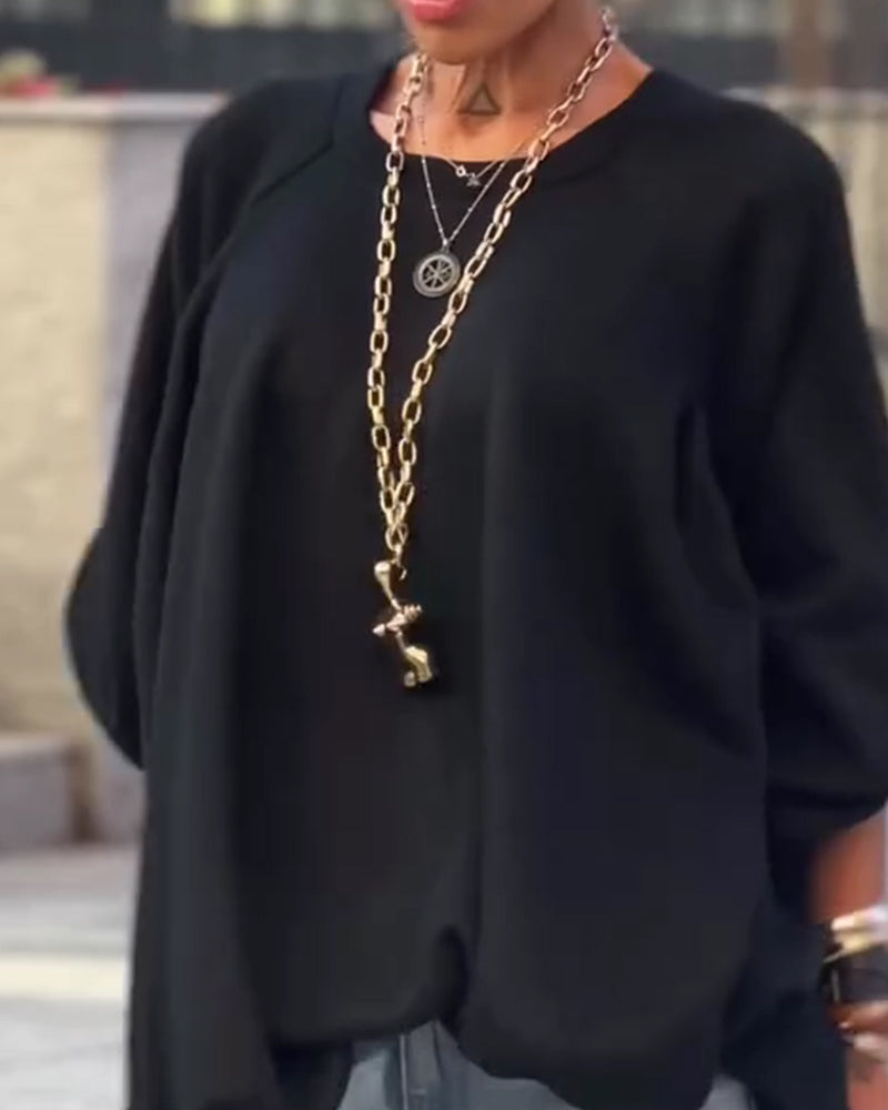 Sweatshirts Ensfarget Løs Uregelmessig