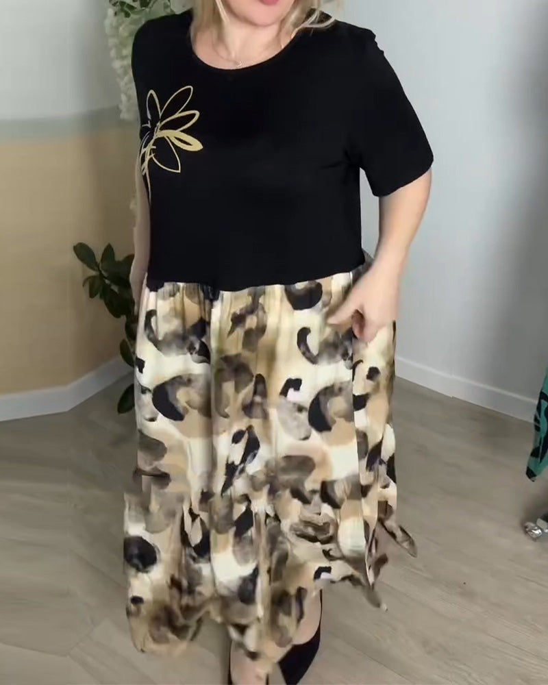 Kjole Blekk Leopardmønster Lappeteppe