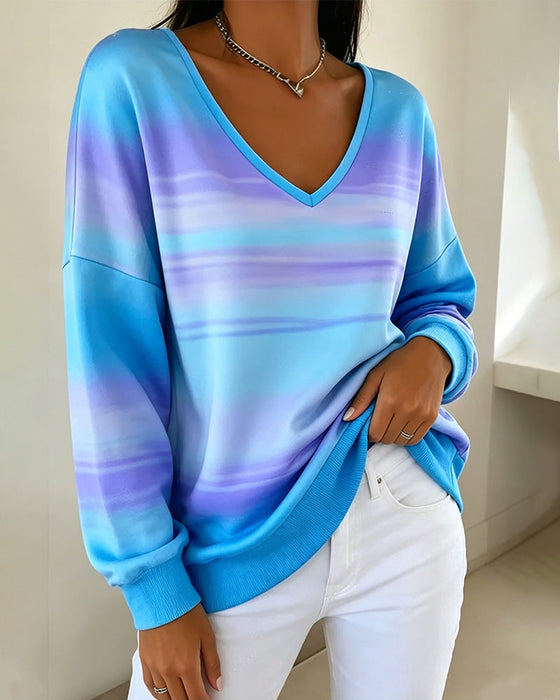 Sweatshirts V-Hals Lang Erme Ombre