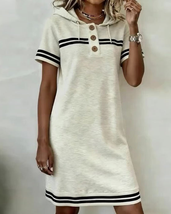 Kjole Treknept Hette Sportslig Casual