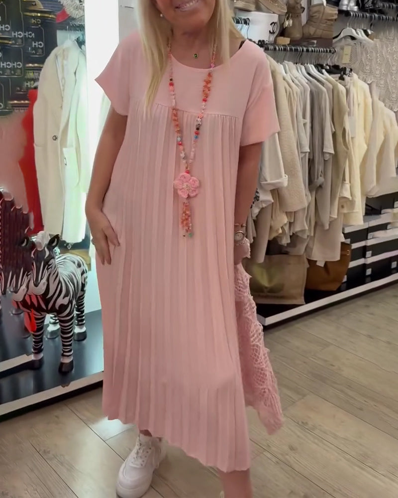 Kjole Plissert Løs Plussstørrelse