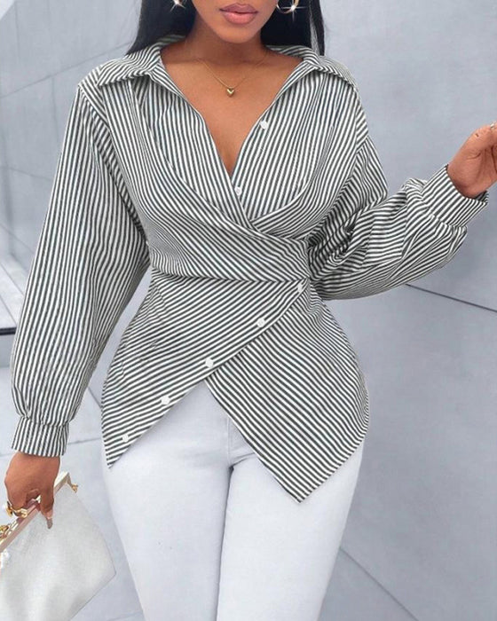 Bluse Stripe Slips Lang Erme