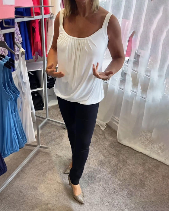 Sett Plissert solid tilfeldig ermeløs topp