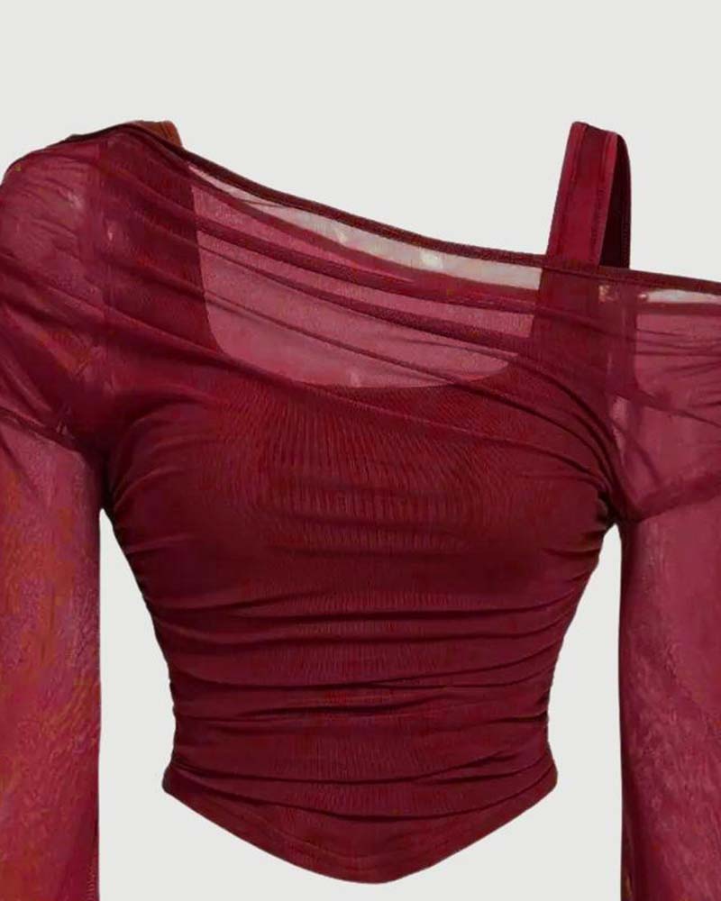 Bluse Nett Rynket Lang Erme Cami