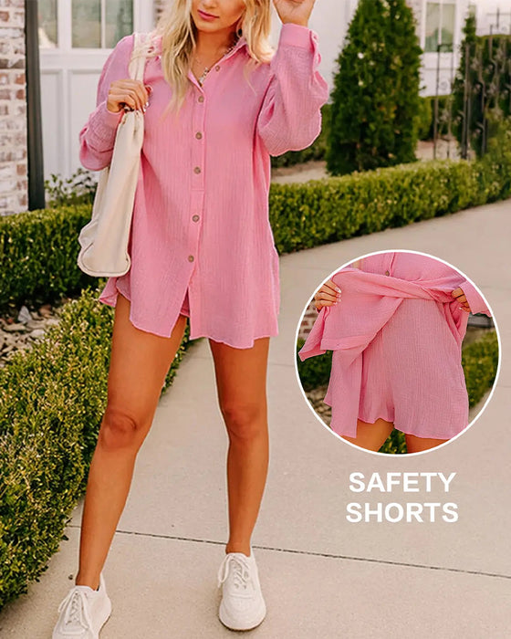 Sett Løs Passform Off-Shoulder Casual
