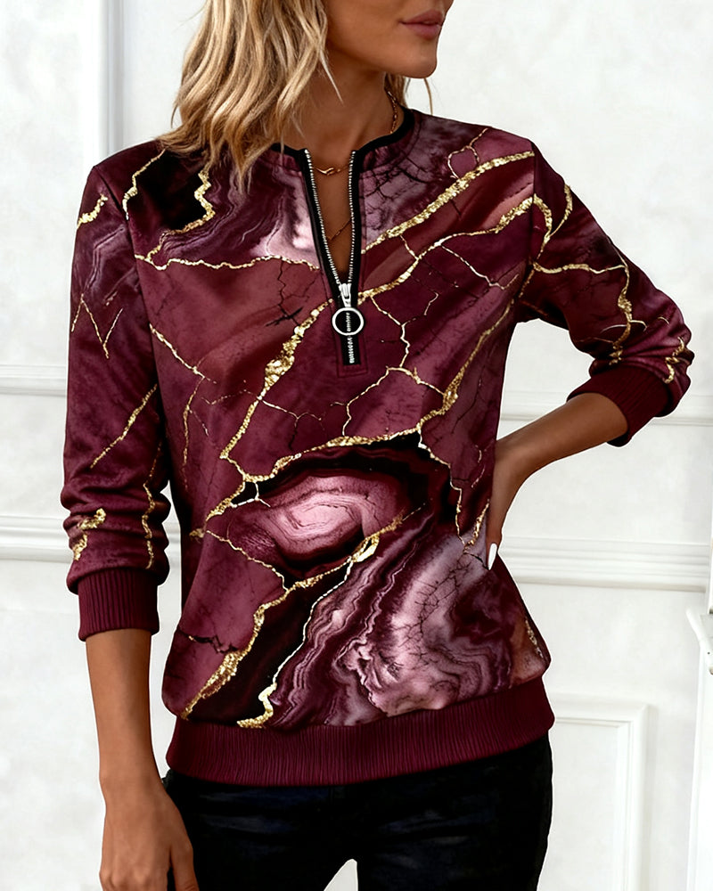 Genser Med Halv Glidelås Og 3d-Digitaltrykk