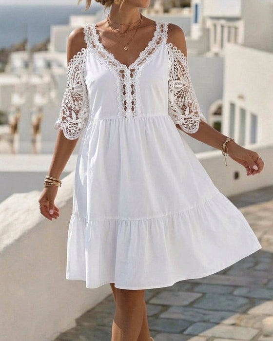 Kjoler Blonder Off-Shoulder Lagdelt Kort