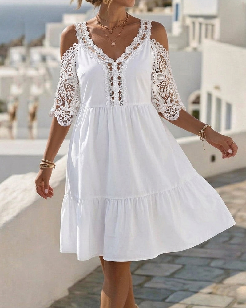 Kjoler Blonder Off-Shoulder Lagdelt Kort