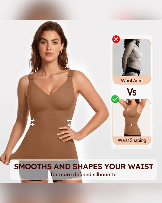 Tank Topp Dame 3-I-1 Lett Tilpasset Myk Termisk Shapewear Innebygd Bh