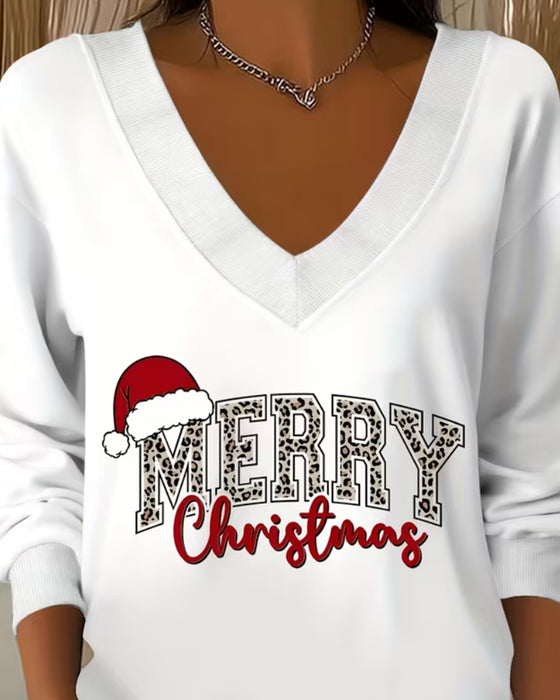 Sweatshirt V-Hals Jul Trykk