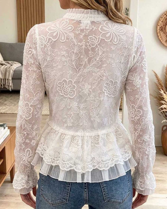 Bluse Rynket Slim Passform Vifteformet