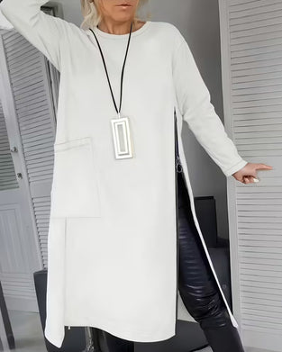 Kjole Stilig Stor Lomme Glidelåsdesign