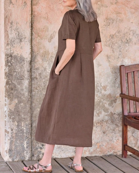 Kjole Motestil V-hals Kneppes