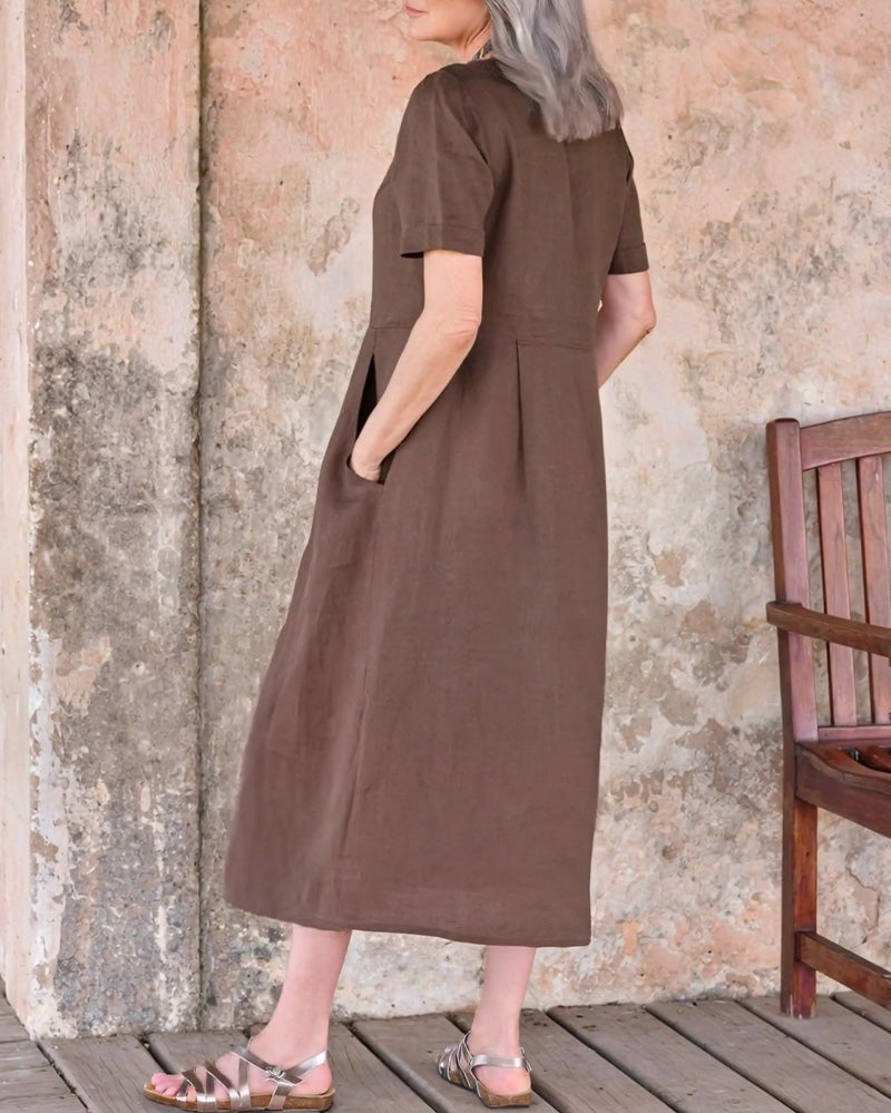 Kjole Motestil V-hals Kneppes