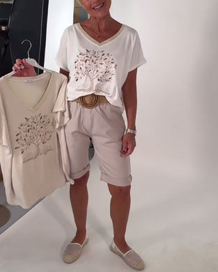 T-Skjorte V-Hals Trykt Allsidig