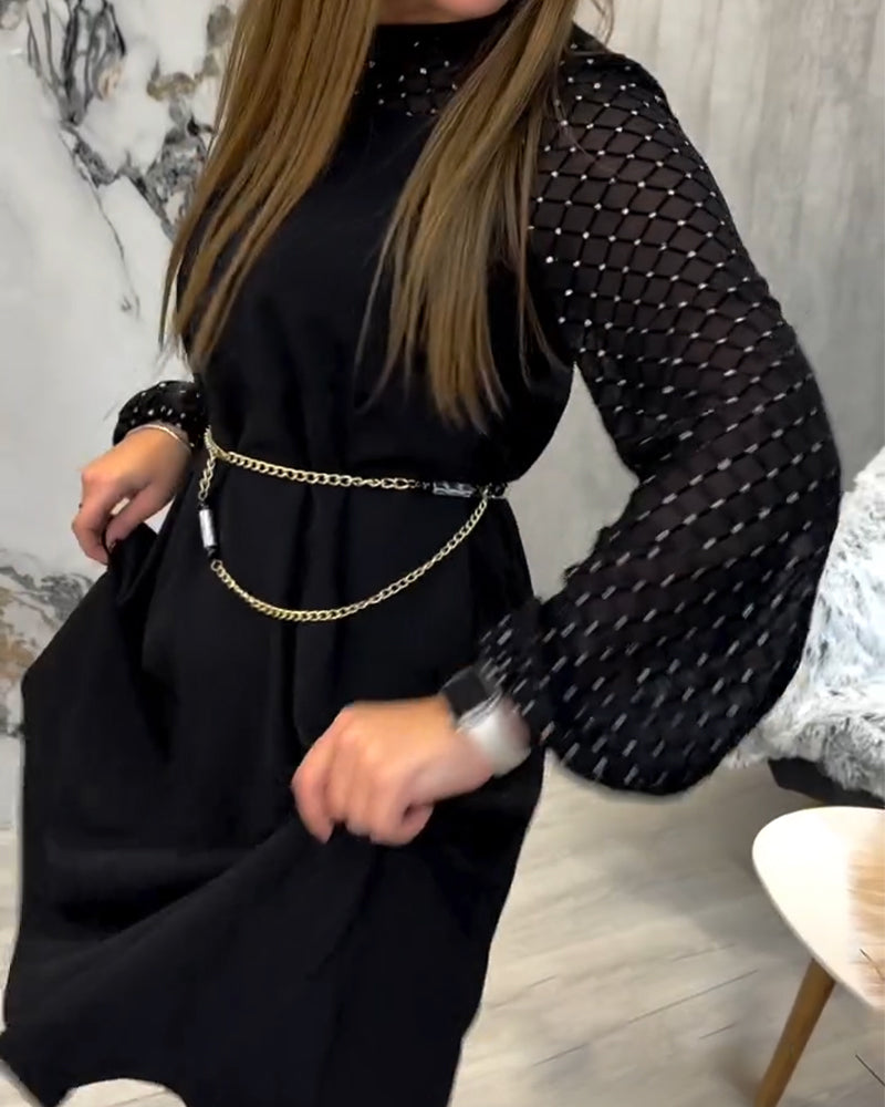 Kjole Glitrende Lappeteppe Rund Hals