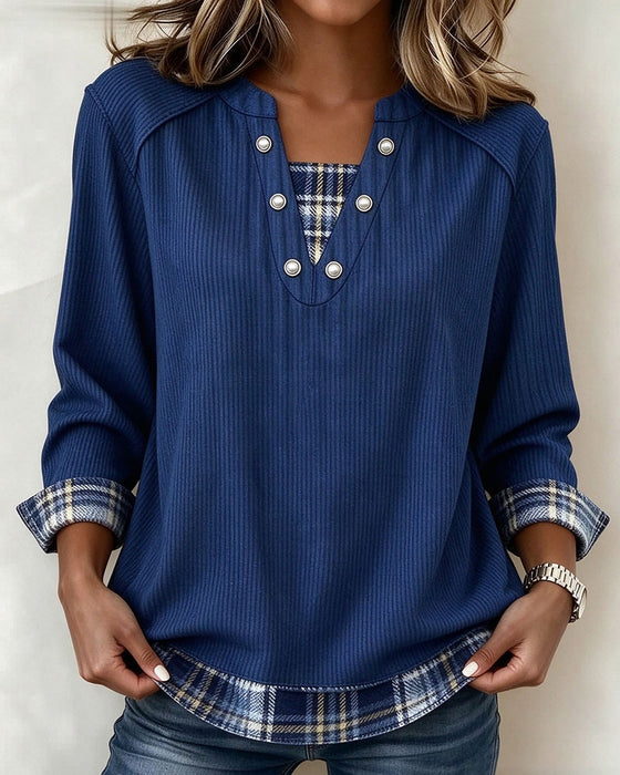 Sweatshirt Falsk To Deler Rutete Langermet