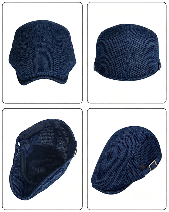 Menn Pustende Nett Flat Cap - Justerbar Newsboy Ivy Beret Sommerhatt