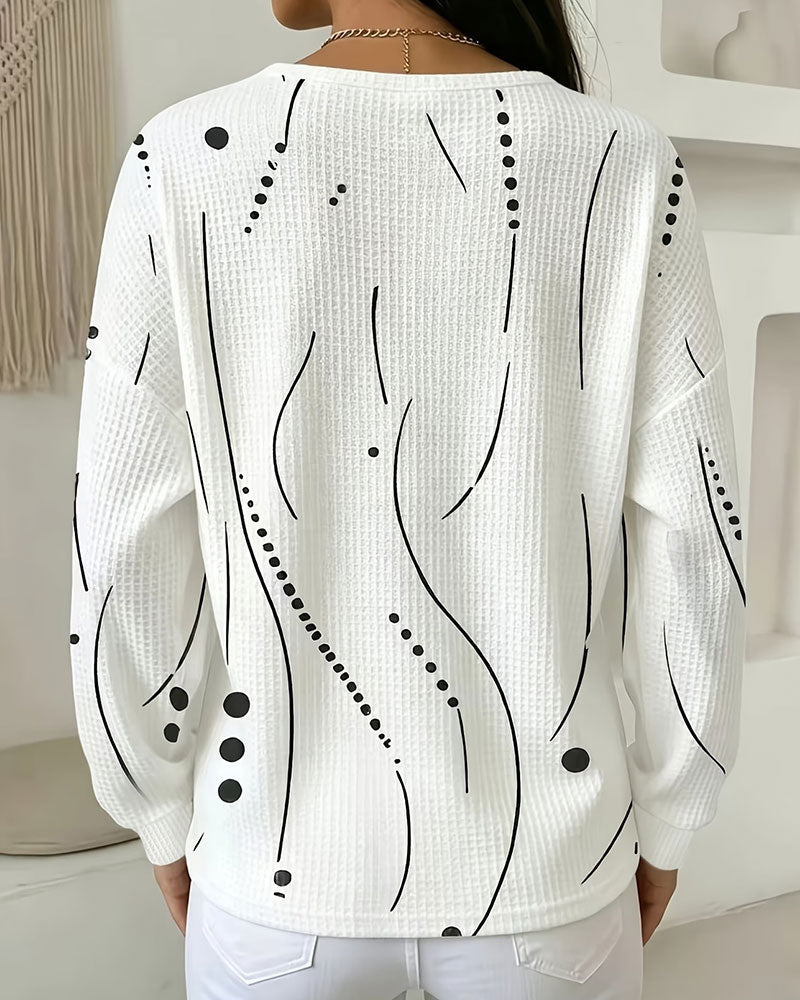 Topp Abstrakt Trykk Vaffel Henley