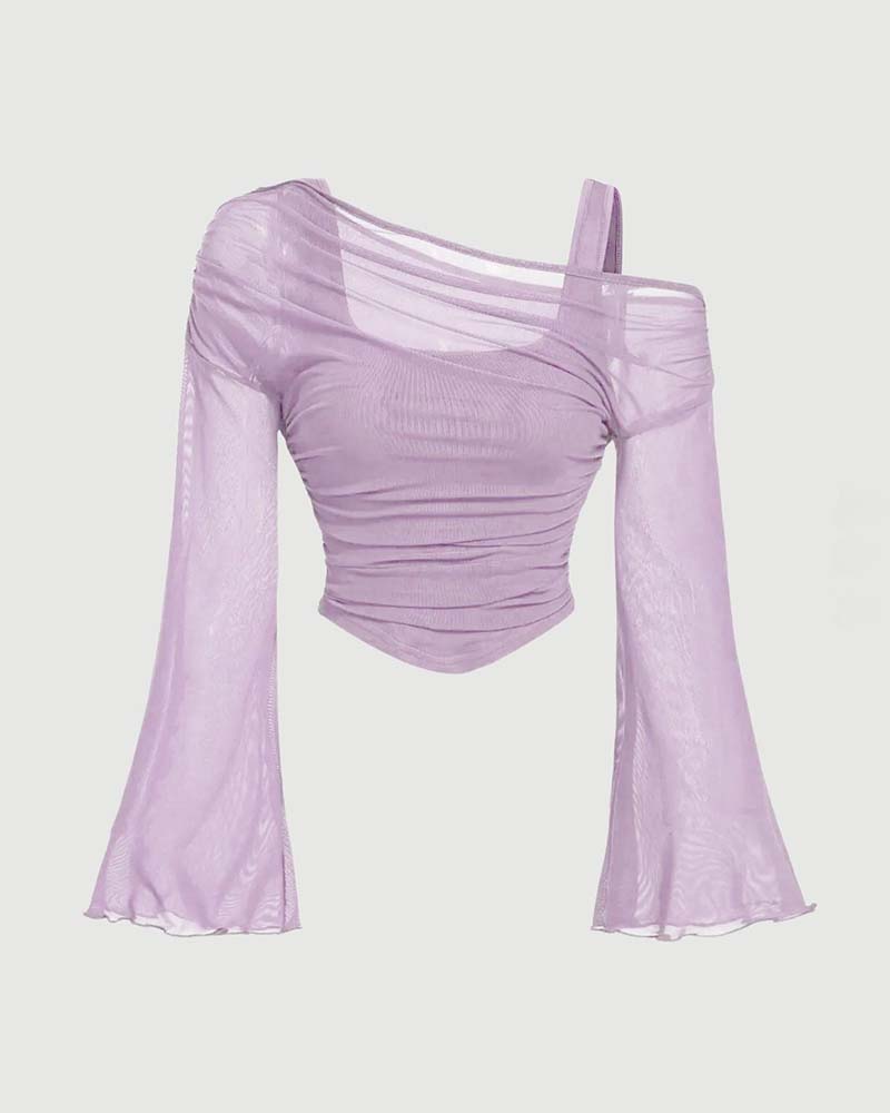 Bluse Nett Rynket Lang Erme Cami