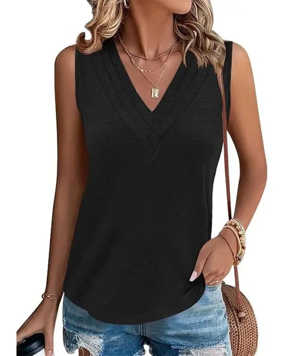 Tank Top Dobbel V-Hals Ermeløs Casual