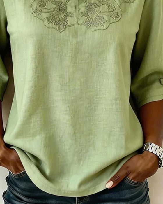 Bluse Frog Knapp Mandarin Krave Kinesisk Stil