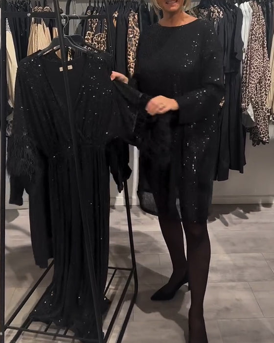 Kjole Elegant Ryggløs Paljett Med Stropper