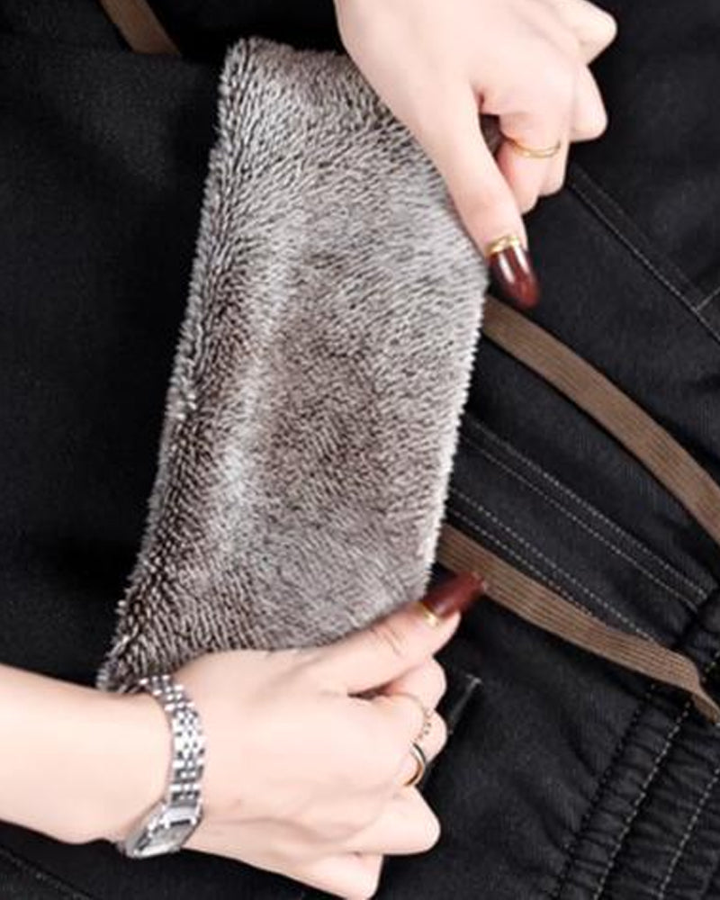 Bukser Løs Passform Høy Midje Slankende Vid Ben