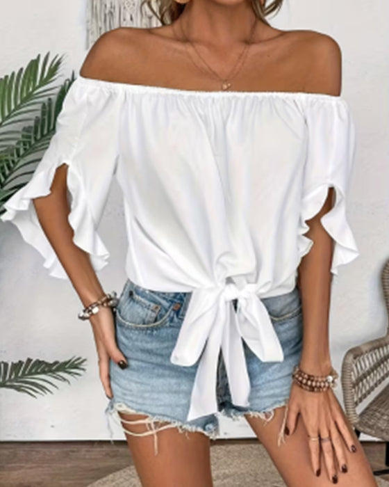 Bluse Off-Shoulder Sløyfe Skjorteerm