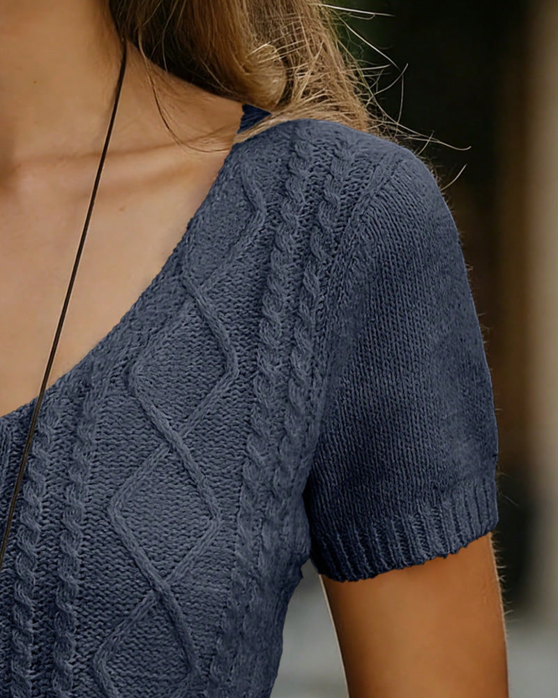 Pullover Argyle Kortsermet V-Utringning