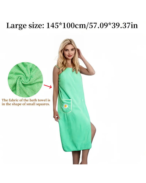 Myk Absorberende Rasktørkende Barber Badhåndklekjole Med Blomstermønsterlomme