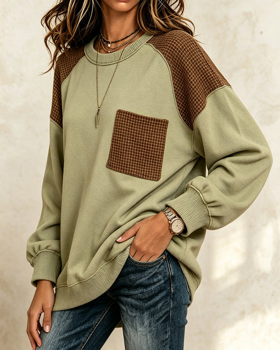 Sweatshirt Rund Hals Kontrast Casual